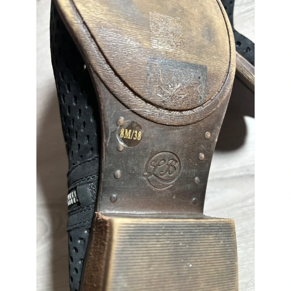 Lucky Brand 8 M Basel Perforated Leather Ankle Booties Zip Boots Rodeo Festival